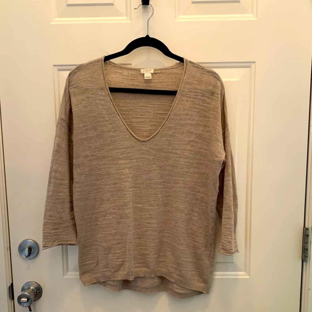 Tan J. Crew Knit Blouse